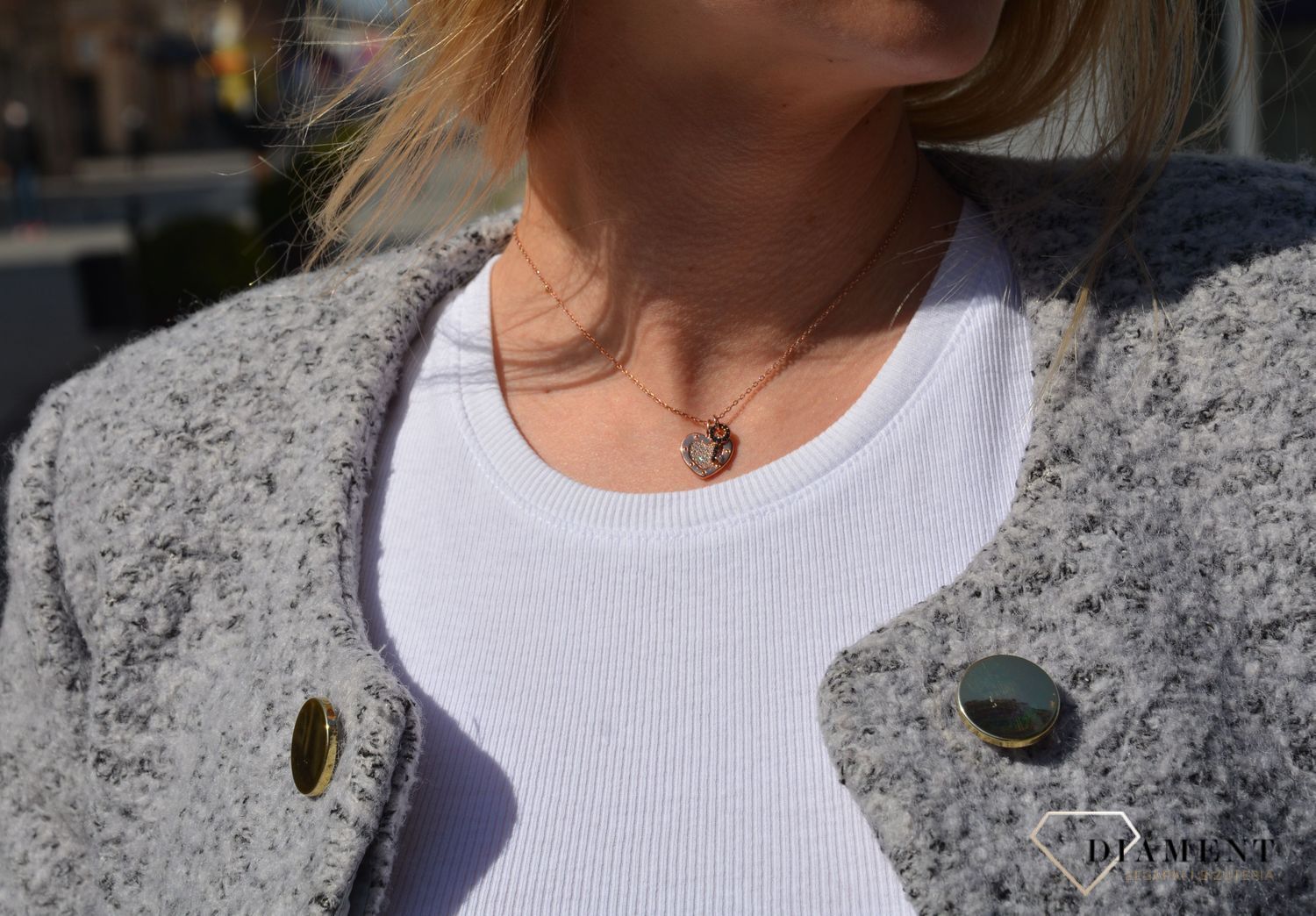 Celebrytka srebrna naszyjnik 'Serce z kłódką' Dall'Acqua ✓ Celebrytka w kształcie gwiazdki ozdobione czarnymi cyrkoniami, dodatkowym elementem są dwie czarne cyrkonie 11.jpg